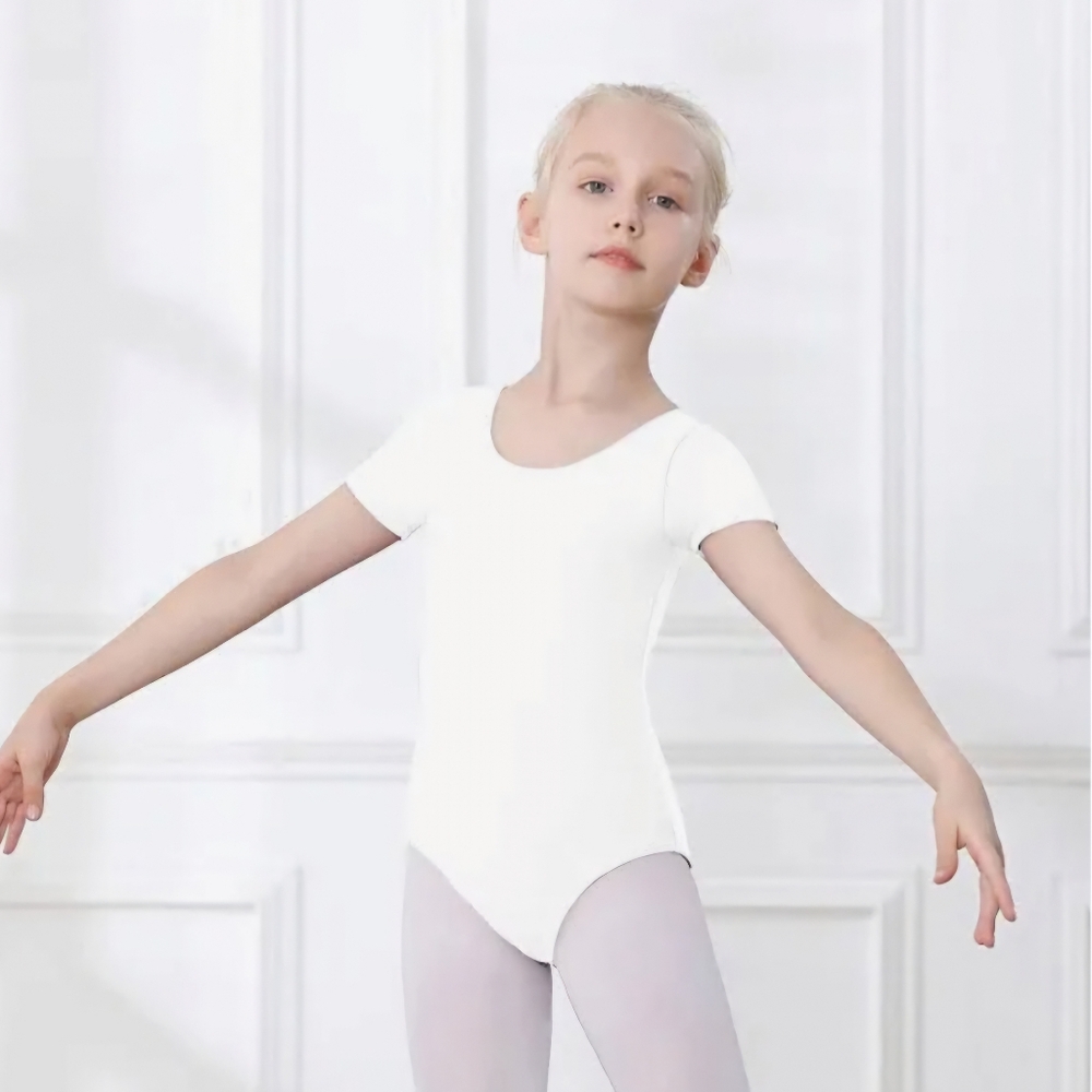 YgneeDom Girls Short Sleeve Dance Leotard Bow Back Dancewear Ballet  Gymnastics